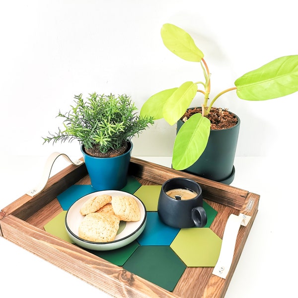 Plateau apéritif avec sous verres intégrés JUNGLE - Leewalia - art de la table - plateau de service - décoration d'intérieur - objet design