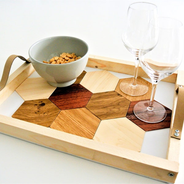 Plateau apéritif avec sous verres intégrés BOIS - Leewalia - art de la table - plateau de service - décoration d'intérieur - objet design