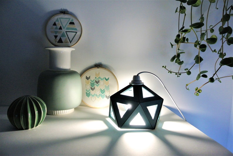 Kleine eend blauwe Origami lamp Leewalia bedlampje accentlamp designlamp grafische lamp geometrische lamp afbeelding 8