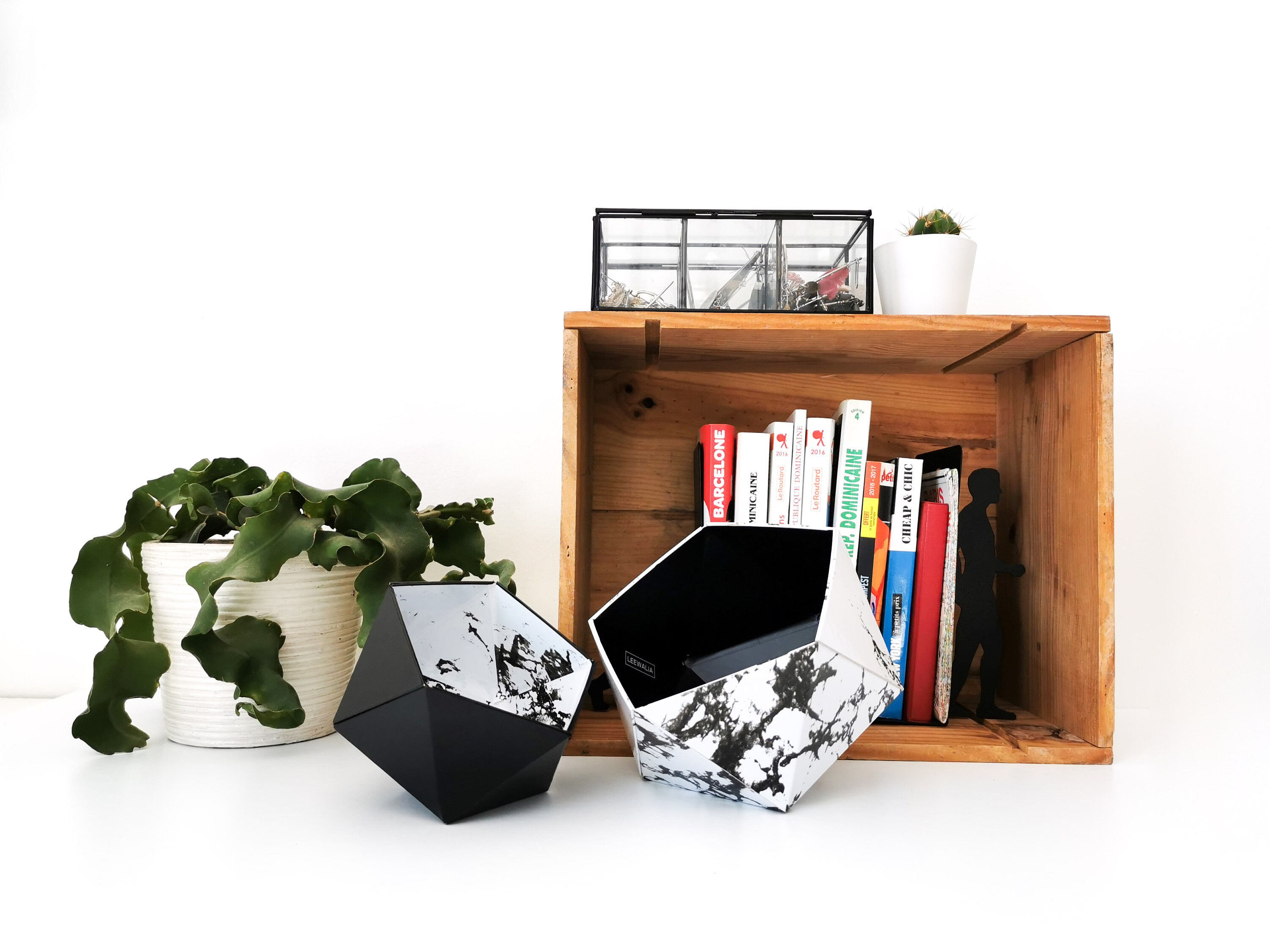 Marble And Black Origami Boxes