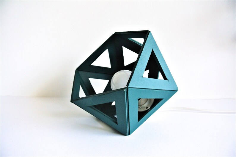 Kleine eend blauwe Origami lamp Leewalia bedlampje accentlamp designlamp grafische lamp geometrische lamp afbeelding 9