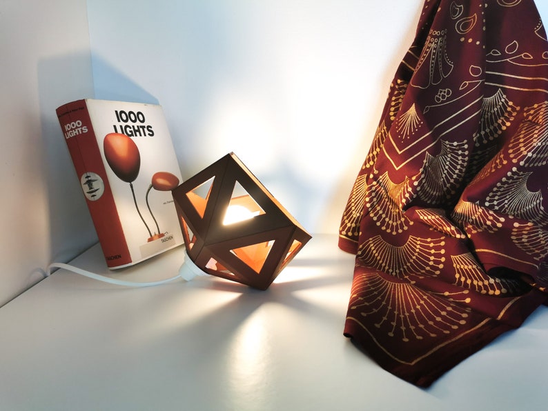 Small burgundy Origami lamp Leewalia bedside lamp accent lamp design lamp graphic lamp geometric lamp image 9