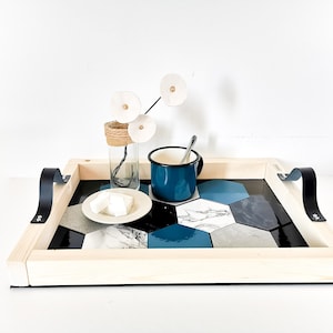 Plateau apéritif avec sous verres intégrés MINERAL Leewalia art de la table plateau décoration d'intérieur objet design image 1