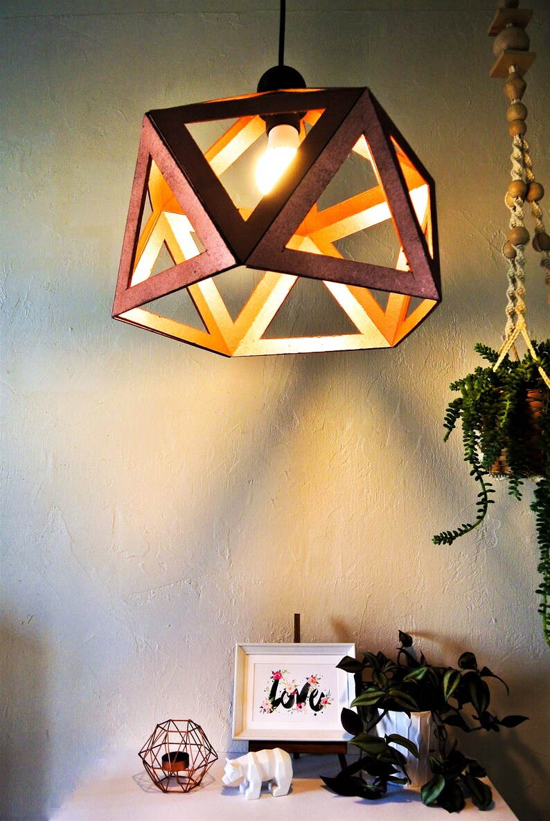 Suspension lustre Origami cuivre or rose Leewalia plafonnier lampe design luminaire décoration d'intérieur lampe chambre salon image 8