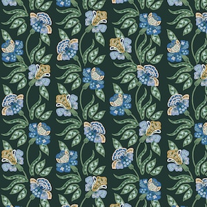 Rifle Paper Fabric NEW Release &quot;Dahlia&quot; Collection Posy in Hunter Cotton Delivery End June Rifle Paper Fabric, Rifle Paper Co