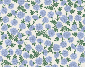 SUMINISTRO LIMITADO Tela de papel para rifle BRAMBLE Tela vintage inspirada, Dianthus en algodón azul cortado a medida, media yarda Agotado Papel para rifle