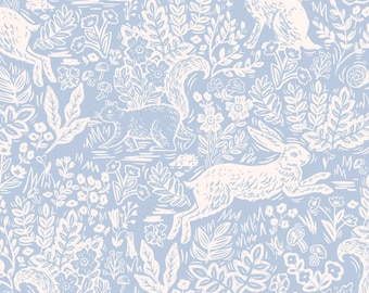 Rifle Paper Co. Wildwood Fable Fabric: Blue Floral Cotton