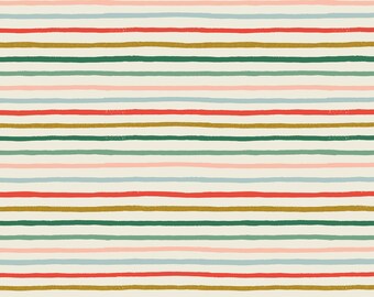 Rifle Paper Company Weihnachtsklassiker FESTIVE STRIPES Multi Metallic Stoff, Rifle Paper Company Weihnachtsstoff, Rifle Paper Holiday