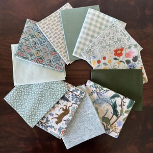 Rifle Paper Co. Green Fabric Fat Eighth Bundle: Vintage Garden, Strawberry Fields