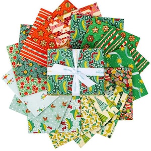 NUOVA USCITA Liberty Fabric Festive Fair Holiday 16 Fat Quarter Bundle Pattinatori sul ghiaccio, neve che cade, dolci e dolcetti Tessuto festivo