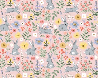 Rifle Paper Co. Rosa Baumwollstoff: Bunny Floral Easter II Kollektion