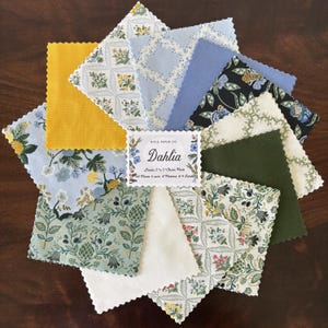 RIFLE PAPER Dahlia 5&quot; x 5&quot; Fabric Charms Rifle Paper Co Rifle Paper Fabric Fabric 48 Charms Free Shipping Rifle Paper Co Dahlia Charm Bundle