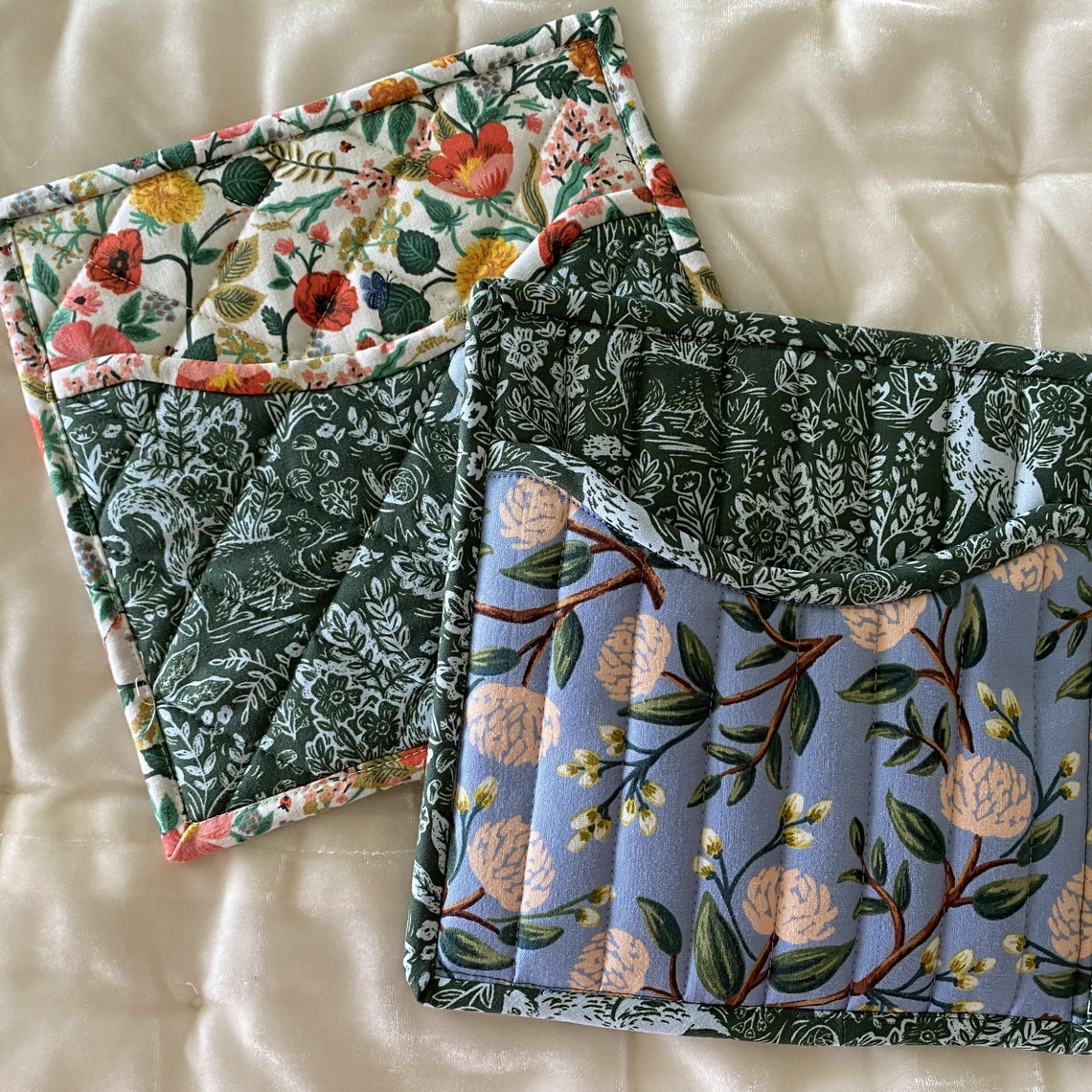 HANDMADE Designer Fabric Potholders Rifle Paper Co Fabric Etsy