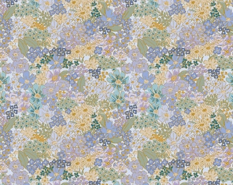 Rifle Paper Co. Mimi in Blau Metallic Baumwollstoff - Englische Rose-Kollektion