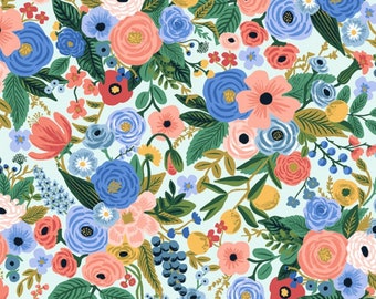 Rifle Paper Co. Wildwood Fabric: Petite Garden Party Blue Floral Cotton