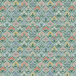 Rifle Paper NEW Release &quot;Vintage Garden&quot; Collection Estee in Mint Cotton by the Yard, Half Yard