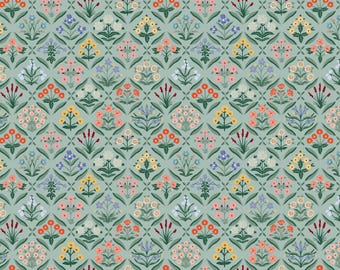 Rifle Paper Co. Estee en tela floral color menta - Colección Jardín Vintage