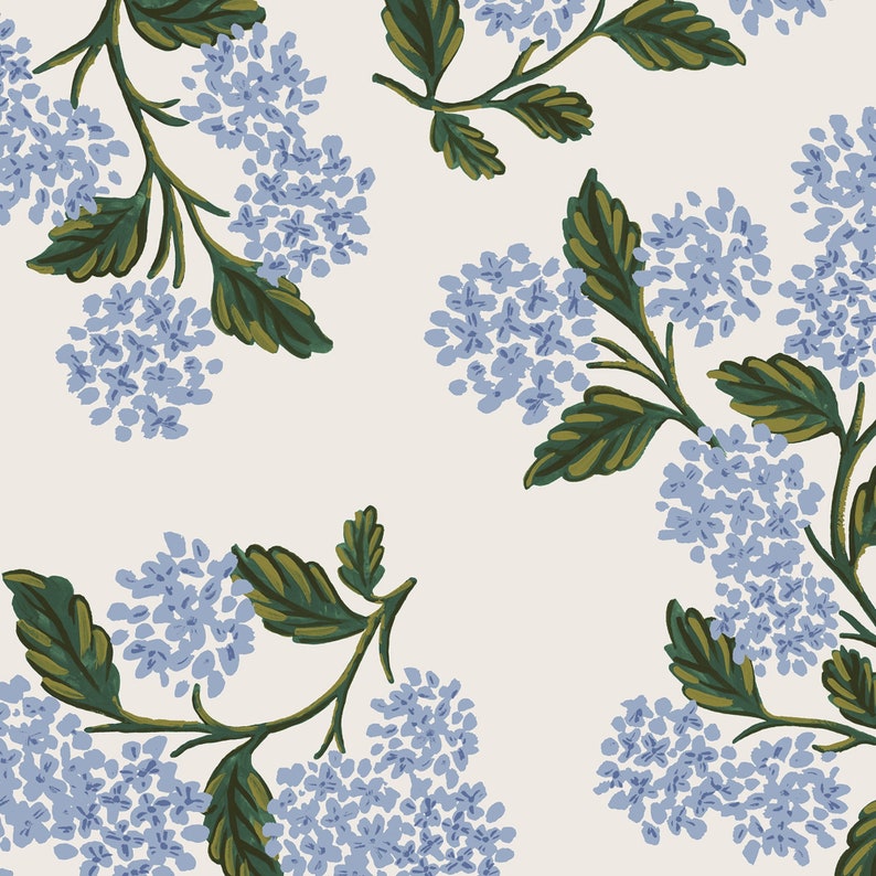 PREORDER Rifle Paper Co Fabric, Meadow Light Blue Hydrangea, Rifle