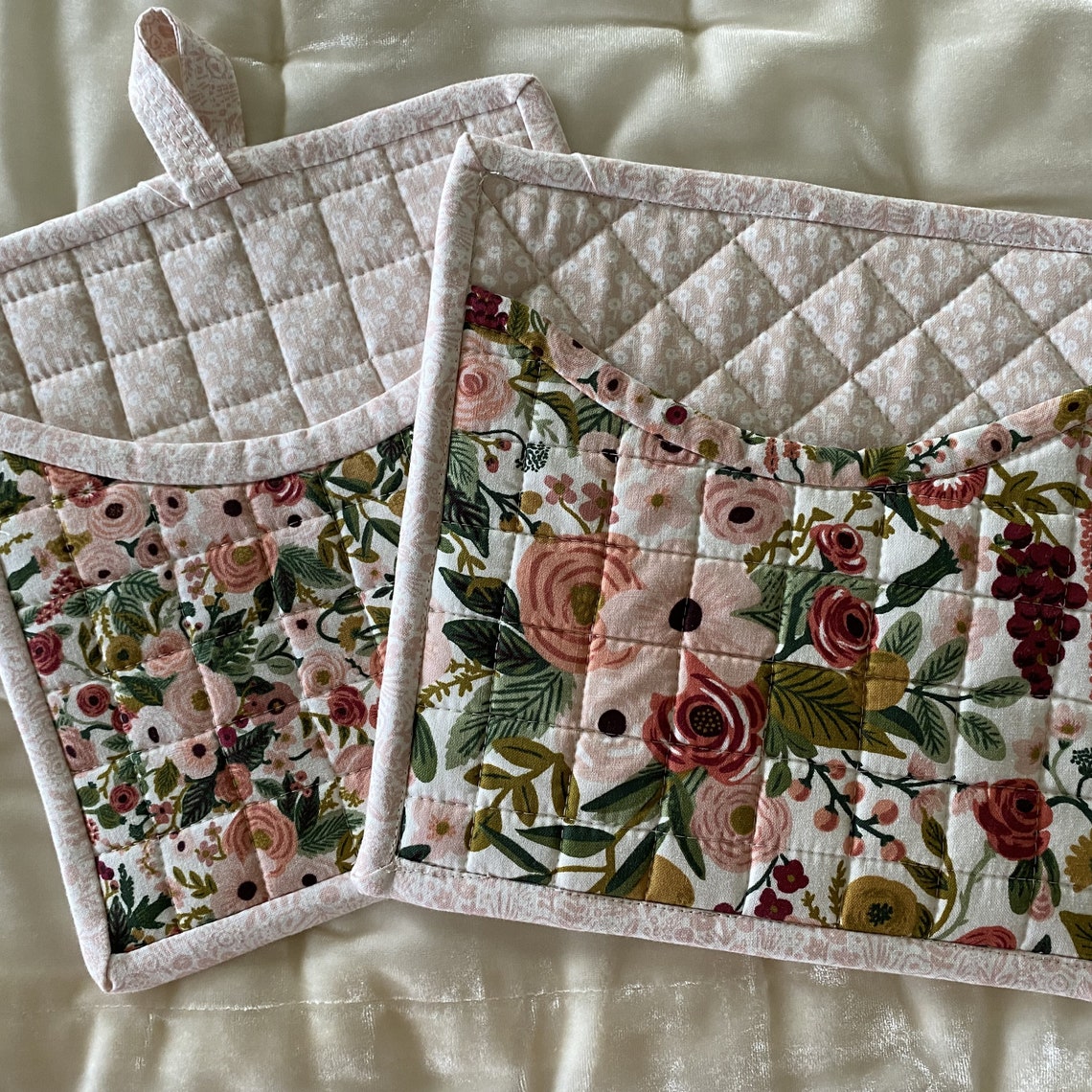 HANDMADE Designer Fabric Potholders Rifle Paper Co Fabric Etsy