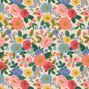 Rifle Paper NEW Release Vintage Garden Vintage Blossom Cream Metallic Cotton by the Yard, Half Yard