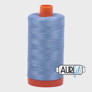 AURIFIL MAKO Thread Light Delft Blue #2720 Large Spool 50 Weight 1422 Yards 100% Egyptian 2 Ply Cotton Made in Italy
