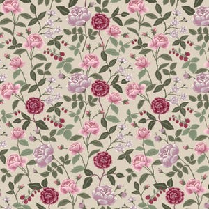Rifle Paper NEW Release &quot;English Rose&quot; Collection &quot;Roses&quot; in Plum Cotton by the Yard, Half Yard Rifle Paper Co Fabric
