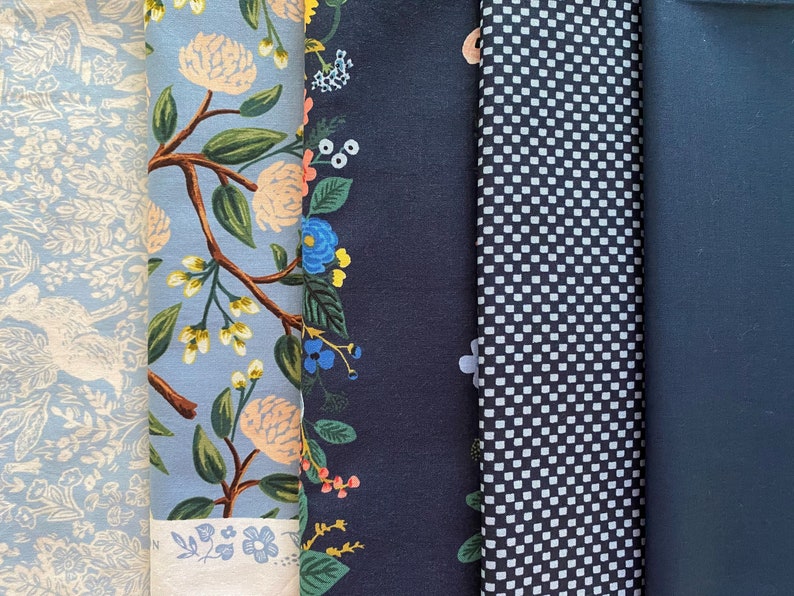 Half Yard RIFLE PAPER Co Fabric Rifle Paper Co Peonies in Dusty by the Yard Rifle Paper Wildwood Peonies Dusty Blue Rifle Paper Co FQ