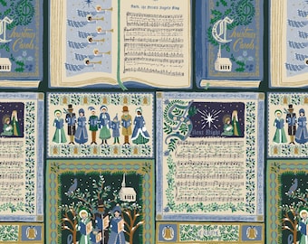 Rifle Paper Co. Christmas Carole in Navy Cotton Quilting Fabric