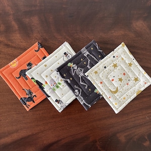 RIFLE PAPER Handmade Fabric Coasters,  Camont, Hydrangea, Cherry, Garden Party, English Rose, Halloween, Holiday Coasters Set of 4
