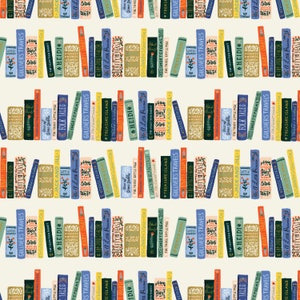 Rifle Paper Co Fabric Curio BOOK CLUB in Cream Metallic Fabric  Book Club Fabric Rifle Paper Co Book Fabric