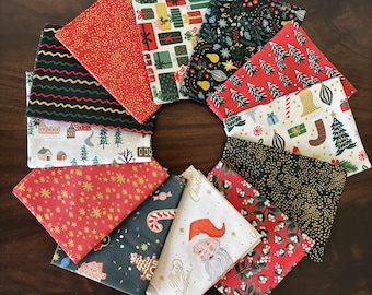 Rifle Paper Co. Fat Eighth Bundle HOLIDAY CLASSICS Collection Red/Green/White Rifle Holiday Classics and Holiday Classics II