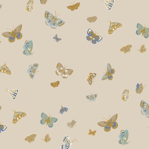 NUEVO lanzamiento de Rifle Paper Colección &quot;English Rose&quot; &quot;Butterfly House&quot; en tela de algodón metalizado de lino de Rifle Paper Co Tela floral de Rifle Paper