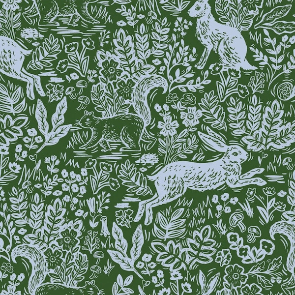 Rifle Paper Co. Wildwood Fable Fabric - Green Floral Cotton