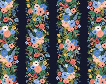 Rifle Paper Co. Wildwood Garden Party-wijnstokken marineblauwe stof