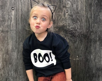 Kids Boo Halloween Sweater, Trick or Treat Shirt, Halloween Sweatshirt, Baby Halloween Shirt, Spooky Sweater, Halloween Jumper