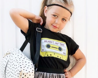 Mix Tape Kids Baby Shirt, Retro Cassette Music Shirt, Custom Baby Clothes, Kids Clothes, Trendy Baby, Hipster Baby Kids Music Cassette Shirt