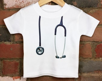 Stethoscope Kids Baby Tshirt, Doctor Nurse Outfit, Unique Children's Gift, Unisex Kids Clothes, Nurse Doctor Gifts, Doctor Nurse Fancy Dress
