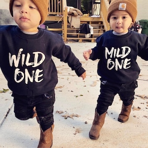 Wild One Mild One Kids Sweatshirts, Clothing for Twins