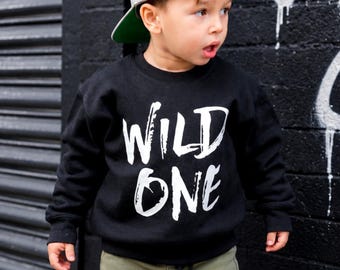 Felpa Wild One Kids: vestito per il primo compleanno, girocollo nero
