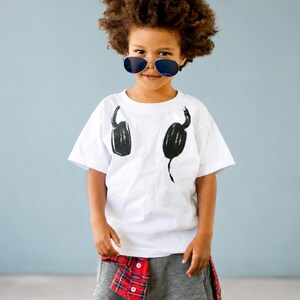 Kids DJ Music Headphones T-Shirt, Music Festival Gift, 100% Cotton