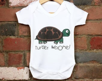 Turtley Awesome Baby Bodysuits, Baby One Piece Suit, Funny Baby Gifts, Funny Babygrow, Unisex Baby Outfits, Funny Baby Clothes, Baby Turtles