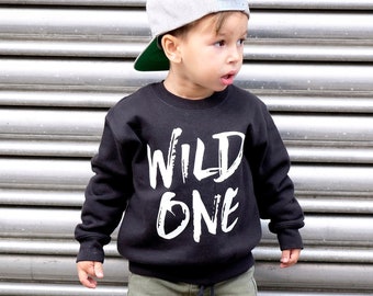 Wild One Kids Crew Neck Sweater, Perfect 1st Birthday Gift, Wild Child Sweater, Baby Sweatshirt Party Outfit