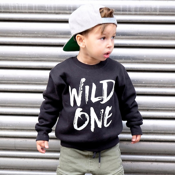 Wild One Kids Crew Neck Sweater, Perfect 1st Birthday Gift, Wild Child Sweater, Baby Sweatshirt Party Outfit