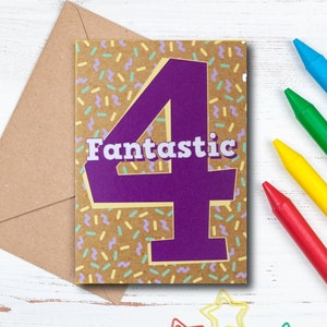 Fantastique carte d'anniversaire de 4 ans, carte de 4e anniversaire pour garçon ou fille