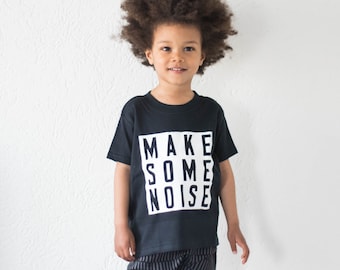 Hacer algo de ruido, camiseta para bebés para niños pequeños, camisa monocromática, ropa para niños pequeños, ropa para bebés para niños, camisa con eslogan, regalo para niños, regalo único para bebés