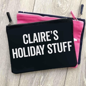 CUSTOM TEXT Pochette zippée en toile, Trousse à maquillage personnalisée, Cadeau unique