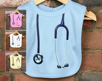 Stethoscope Baby Bibs, New Baby Shower Gift for a Doctor or Nurse, Funny Medical Themed Clothes for Infant