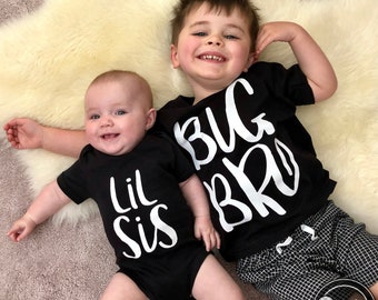 Sibling Set, Big Brother Little Sister, Sibling Clothes, Children's Gift, Big Bro Lil Sis, Brother TShirt, Sister TShirt, Baby Gift Clothes