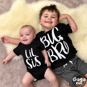 Sibling Set, Big Brother Little Sister, Sibling Clothes, Children's Gift, Big Bro Lil Sis, Brother TShirt, Sister TShirt, Baby Gift Clothes image 1