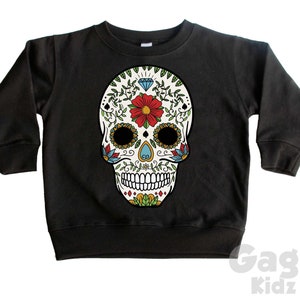 Sugar Skull Kids Sweatshirt, Day of the Dead Sweater, Dia De Los Muertos, Halloween Jumper imagem 1